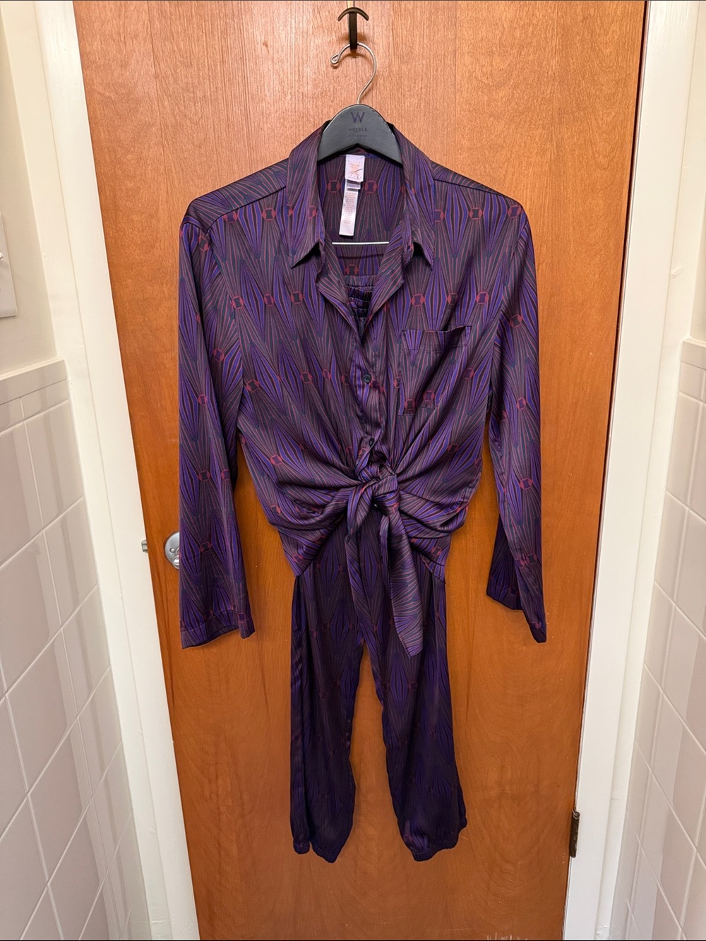 Savage X Fenty Purple and Pink Tie-Front Pajama Set